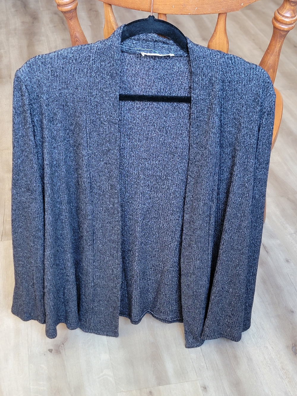 Marled Black Open Front Cardigan Knit Layering Sweater